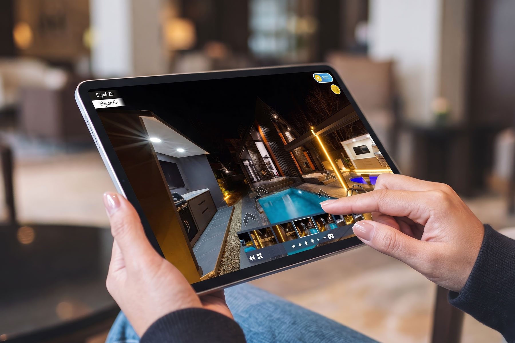 Tablette açık Sunshine Villa sanal turu